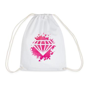 diamond pink - Drawstring Bag - white - Front