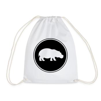 Hippo silhouette icon - Drawstring Bag - white - Front