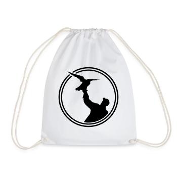 falconry silhouette icon logo - Drawstring Bag - white - Front