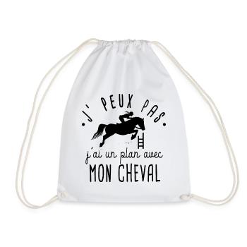 Je peux pas j'ai cheval humour équitation chevaux - Sac de sport léger - blanc - Devant