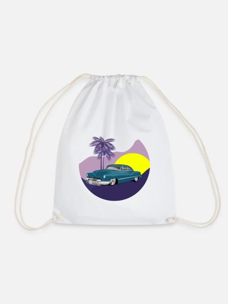 Classic car in night landscape - Drawstring Bag - white