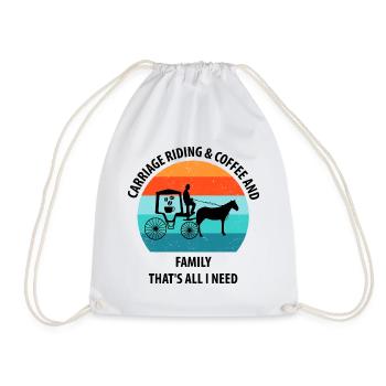 Coachman Carriage Horse-drawn carriage Coffee - Drawstring Bag - white - Front