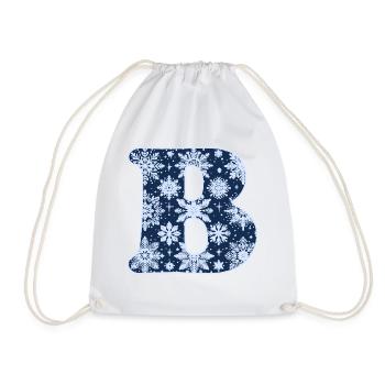 Letter B Snowflakes - Drawstring Bag - white - Front