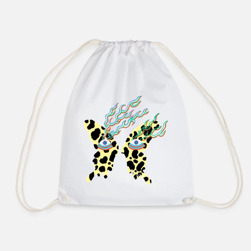 butterfly_with_eyes - Drawstring Bag - white