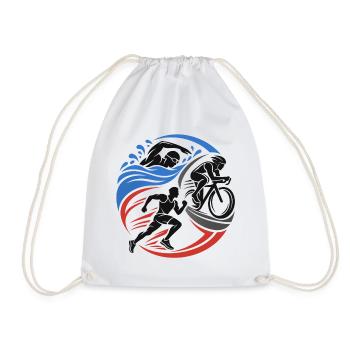 Triathlon – Schwimmen Radfahren Laufen - Turnbeutel - Weiß - Vorne