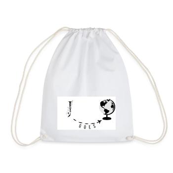 "J" Personalized Name Travel Print - Drawstring Bag - white - Front