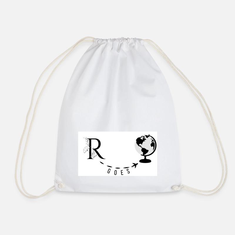 "R" Personalized Name Travel Print - Drawstring Bag - white