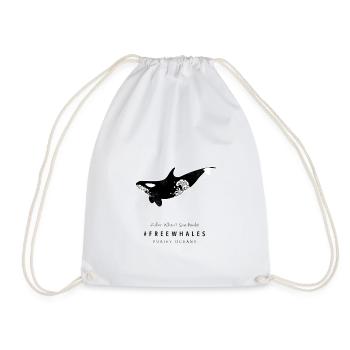 Orca, - Sea Pandas! <3 Friendly Killer Whales - Drawstring Bag - white - Front