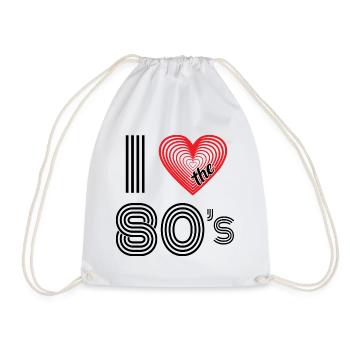 I Love the 80s Retro Karneval 80er Mottoparty - Turnbeutel - Weiß - Vorne