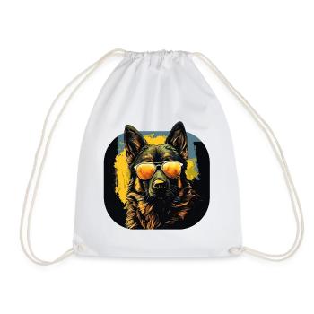Urban Guardian: Sheepdog street vibes - Drawstring Bag - white - Front