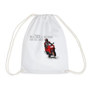 Cooler Papa mit Motorrad - Biker Daddy - Turnbeutel - Weiß - Vorne