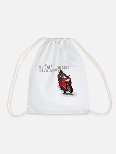 Cooler Papa mit Motorrad - Biker Daddy - Turnbeutel - Weiß
