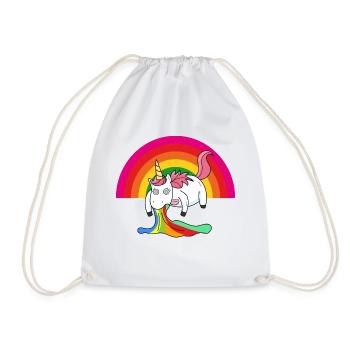 Puking unicorn rainbow - Drawstring Bag - white - Front