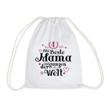 Die Beste Mama Herz Spruch - Turnbeutel - Weiß - Vorne