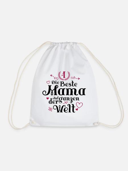 Die Beste Mama Herz Spruch - Turnbeutel - Weiß
