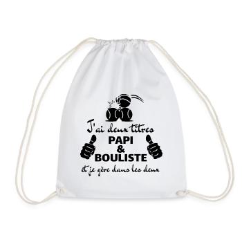 Papi & Bouliste Pétanque Cadeau - Sac de sport léger - blanc - Devant