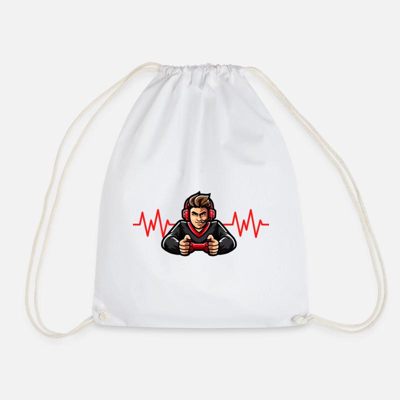 Heartbeat - Gaming - Drawstring Bag - white