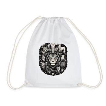 Lion and African Animals, African Sawanne - Drawstring Bag - white - Front