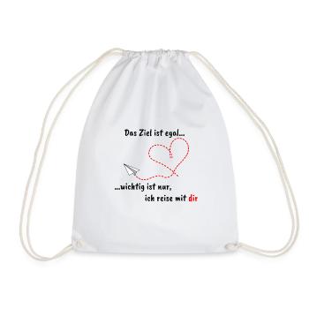 Avion en papier avec coeur et texte romantique - Sac de sport léger - blanc - Devant