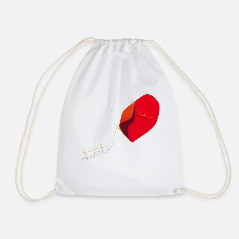 Broken heart - Drawstring Bag - white