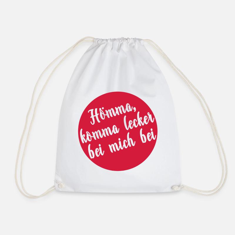 Hömma komma delicious with me at (v) - Drawstring Bag - white
