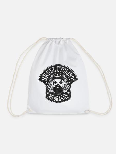 FAHRRAD, TOTENKOPF, EXTREMSPORT, GESCHENK, SHIRT - Turnbeutel - Weiß