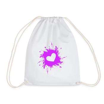 Heart stain ink purple - Drawstring Bag - white - Front