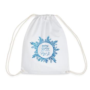 Design Shalom alecheim blue - Drawstring Bag - white - Front