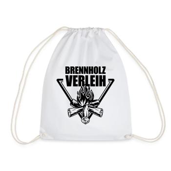 Brennholz Verleih | Farbe änderbar - Turnbeutel - Weiß - Vorne