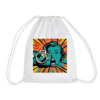 Pop Art Photographer Woman - Drawstring Bag - white - Front