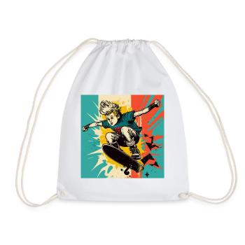 Skater Boy - Drawstring Bag - white - Front