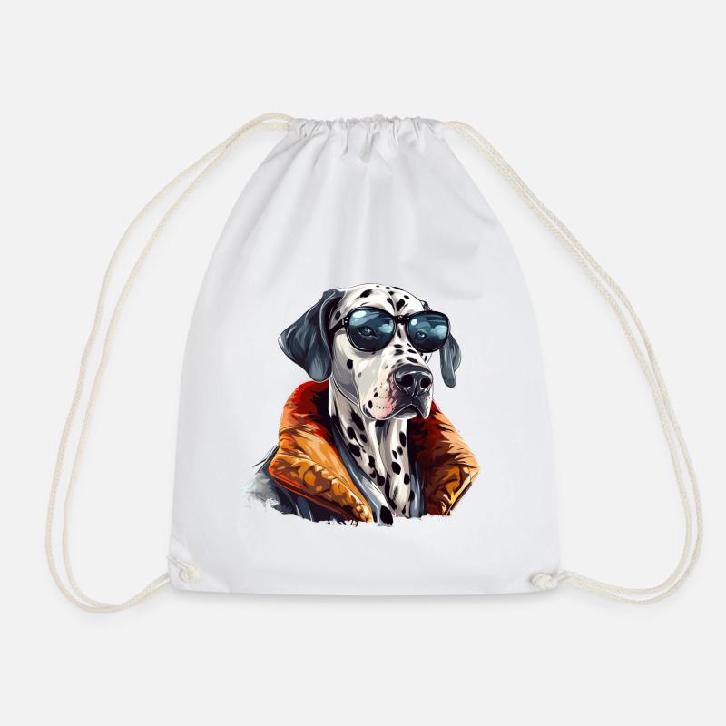 Fire Dog | Dalmatian Firefighter - Drawstring Bag - white