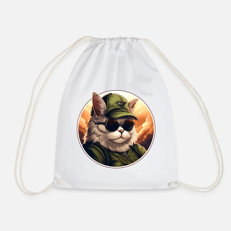 Chat avec casquette - Sac de sport léger - blanc