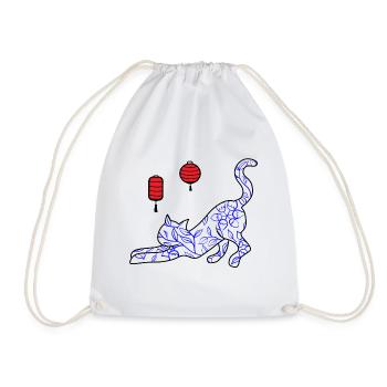 Asian Flower Cat - Turnbeutel - Weiß - Vorne