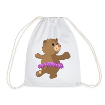 Ours de dessin animé dansant - Sac de sport léger - blanc - Devant