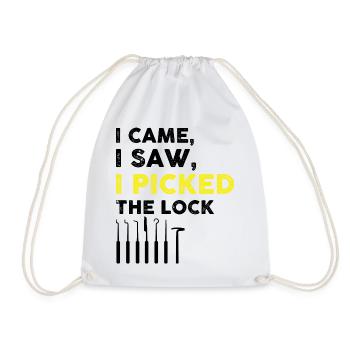 Lock Picking Locking Technician Schlossdienst Design - Drawstring Bag - white - Front