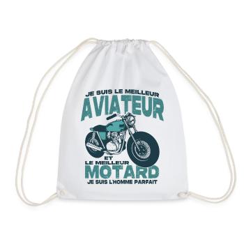 Le meilleur motard et le meilleur aviateur - Sac de sport léger - blanc - Devant