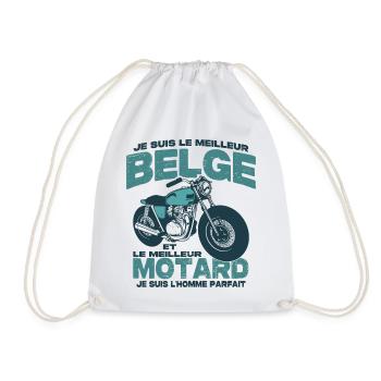 Le meilleur motard et le meilleur belge - Sac de sport léger - blanc - Devant