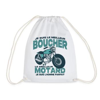 Le meilleur motard et le meilleur boucher - Sac de sport léger - blanc - Devant