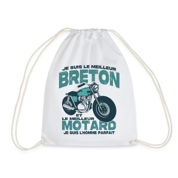 Le meilleur motard et le meilleur breton - Sac de sport léger - blanc - Devant