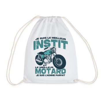 Le meilleur motard et le meilleur instit - Sac de sport léger - blanc - Devant