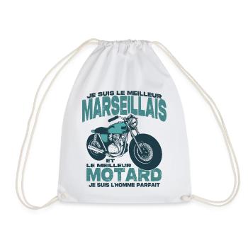 Le meilleur motard et le meilleur marseillais - Sac de sport léger - blanc - Devant