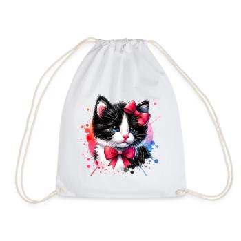 Katze Katzen Motiv Kunst Cat Design Kätzchen Miau - Turnbeutel - Weiß - Vorne