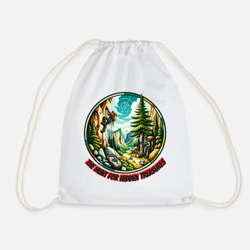 The Hunt for Hidden Treasures - Drawstring Bag - white