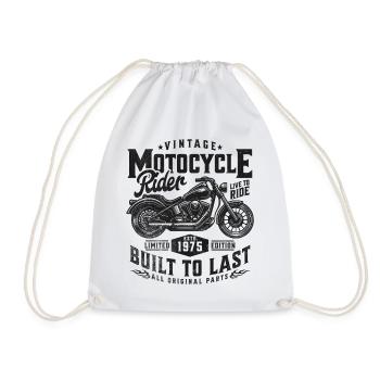 1975 Vintage Motorcycle Birthday Gift - Drawstring Bag - white - Front