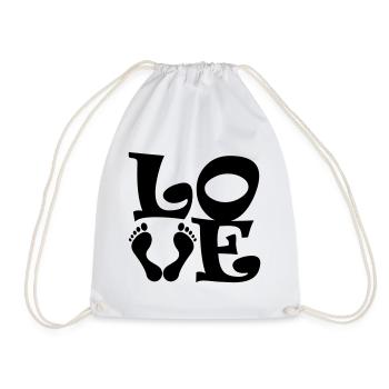 Barfuss Love Trekking randonnée couleur design sélectionnable - Sac de sport léger - blanc - Devant