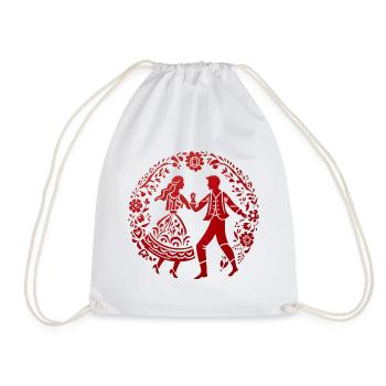 Slavic Folk Dancing Cutouts - Drawstring Bag - white - Front