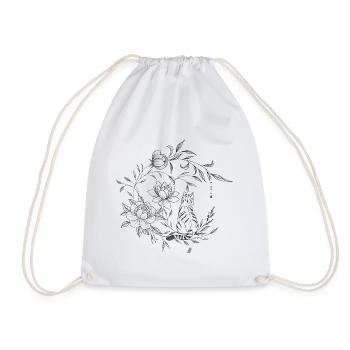 Chat assis sur une lune florale, composition flora - Sac de sport léger - blanc - Devant