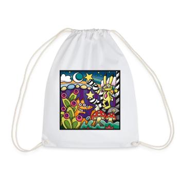 Fox and hare chilling - Drawstring Bag - white - Front