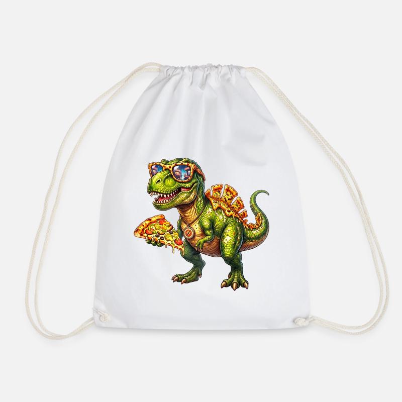 Cooler Pizza T-Rex Lustiges Dinosaurier-Essensliebhaber-Design - Turnbeutel - Weiß
